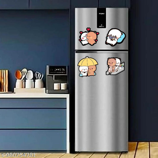 Bubu Dudu wooden magnets on fridge