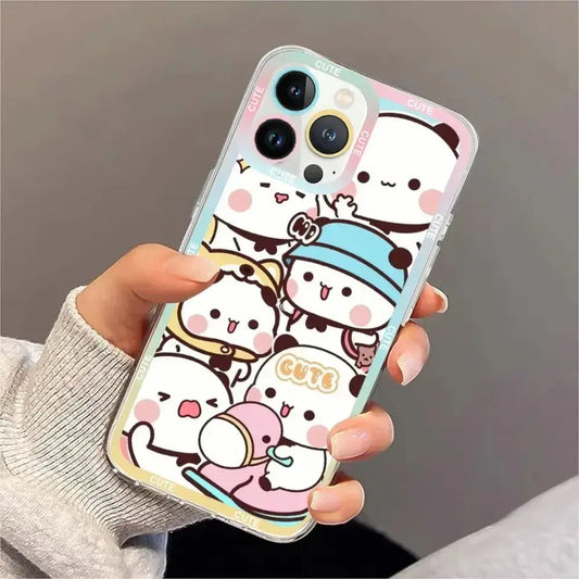 Cute BuBu DuDu Phone Case For iPhone 11 12 Mini 13 14 15 Pro Max Transparent Shell.