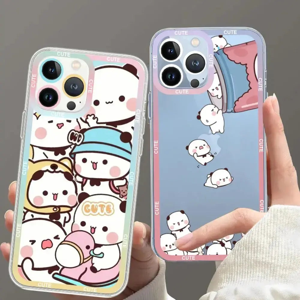 Cute BuBu DuDu Phone Case For iPhone 11 12 Mini 13 14 15 Pro Max Transparent Shell.