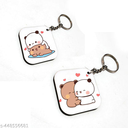Bubu Dudu couple keychain set of 2 wooden India