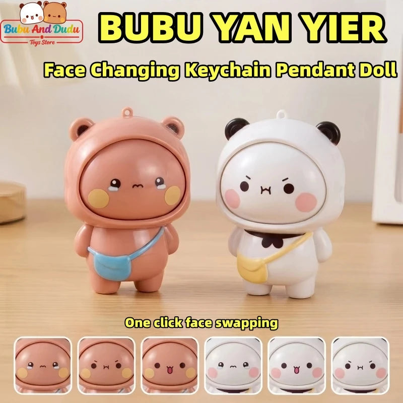 Official Original Panda Bubu And Yier Face Changing Doll，Cute Panda Bubu And Dudu Cartoon Face Changing Keychain Pendant Doll Dudububushop.com