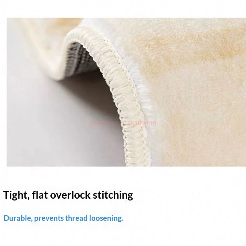 Tight overlock stitching on the edge of the Bubu and Dudu rug