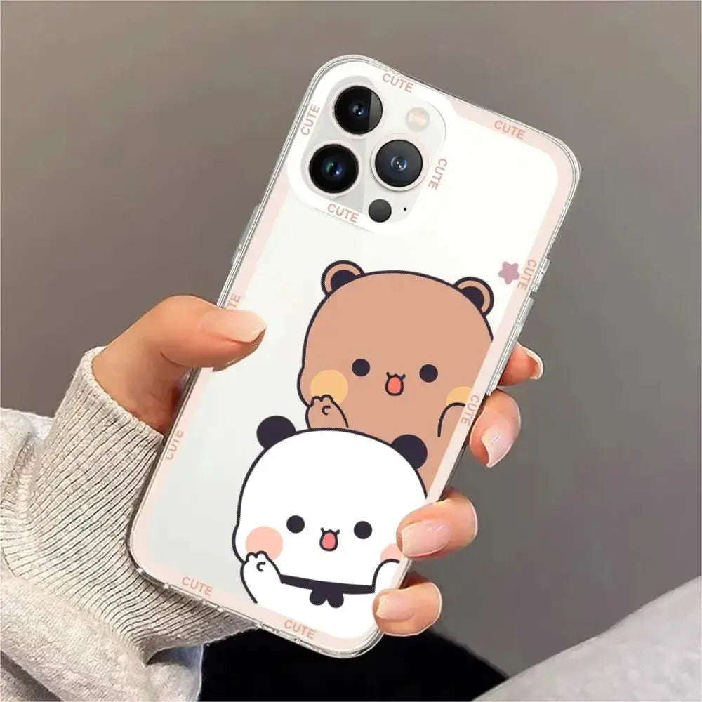 Cute BuBu DuDu Phone Case For iPhone 11 12 Mini 13 14 15 Pro Max Transparent Shell.