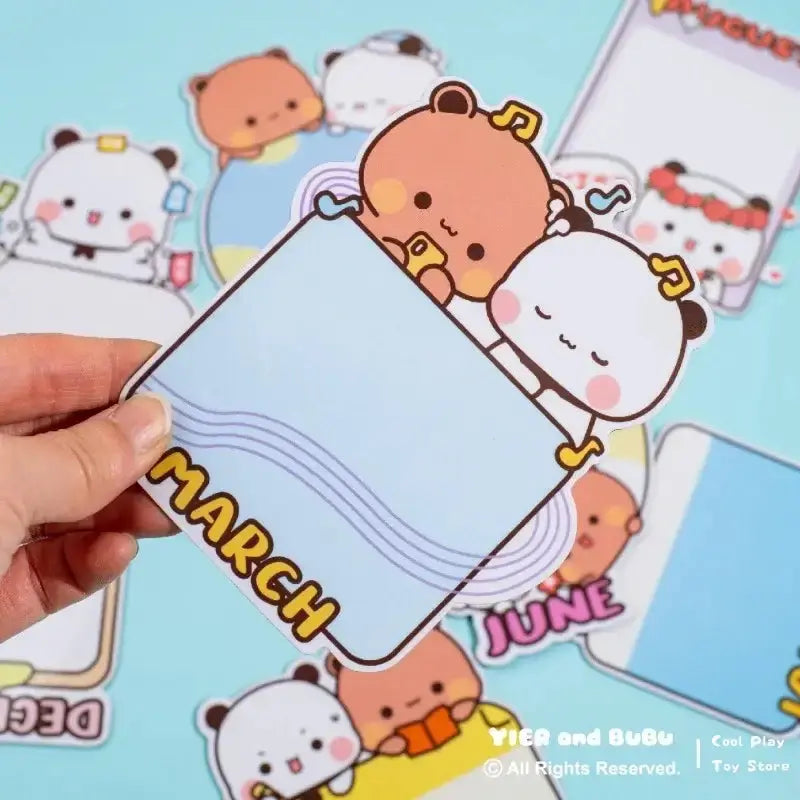 Original Panda Bubu And Yier Magnetic Message Post Cute Pattern Rewritable Magnetic Refrigerator Sticker 1-12month Message Board DuduBubuShop.com