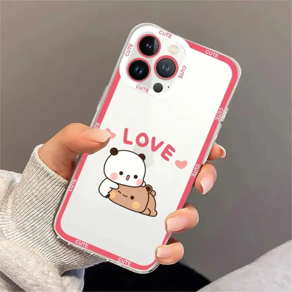 Cute BuBu DuDu Phone Case For iPhone 11 12 Mini 13 14 15 Pro Max Transparent Shell.