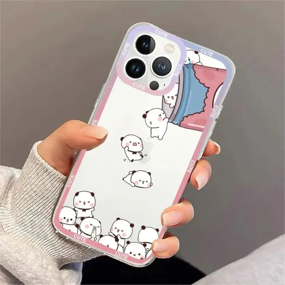 Cute BuBu DuDu Phone Case For iPhone 11 12 Mini 13 14 15 Pro Max Transparent Shell.