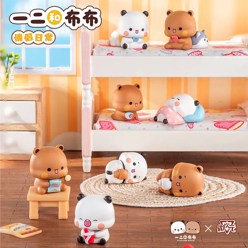 Bubu and Dudu Daily Life blind box figures in a bunk bed scene
