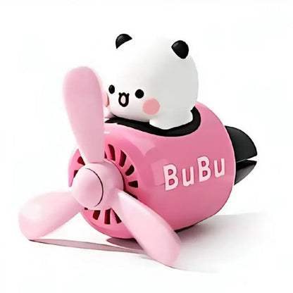 White panda in a pink BuBu airplane car air freshener