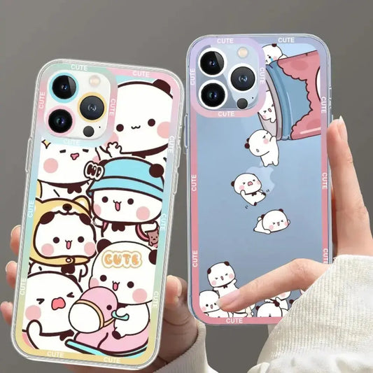Cute BuBu DuDu Phone Case For iPhone 11 12 Mini 13 14 15 Pro Max Transparent Shell.