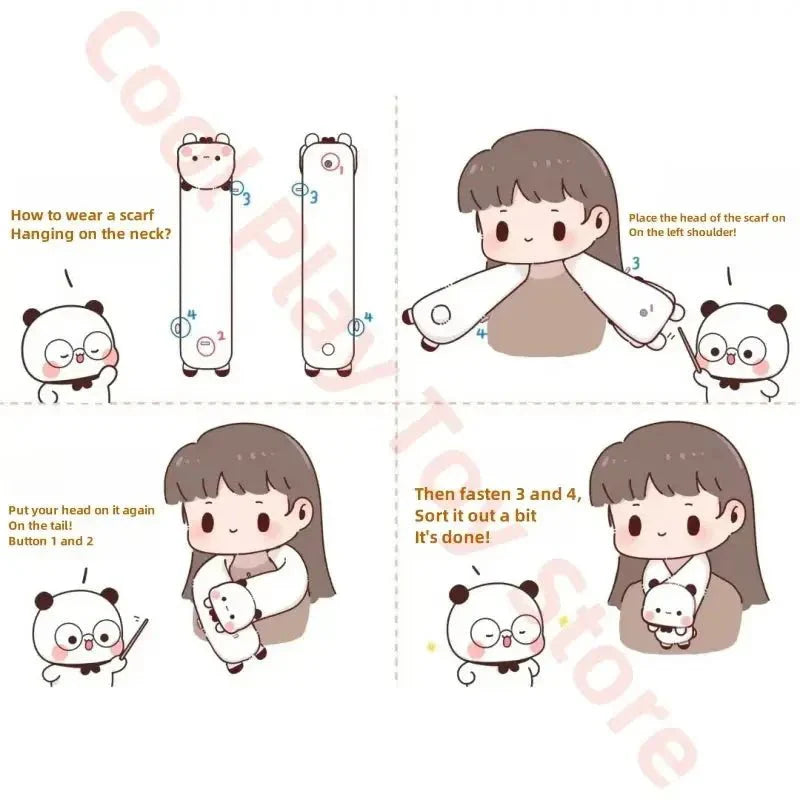 Couple Scarves Original Panda Bubu And Yier Scarf Cartoon Bear Doll Bubu & Dudu Winter Warm Scarf Warm Adorable Couple'S Gift - DuduBubuShop.com