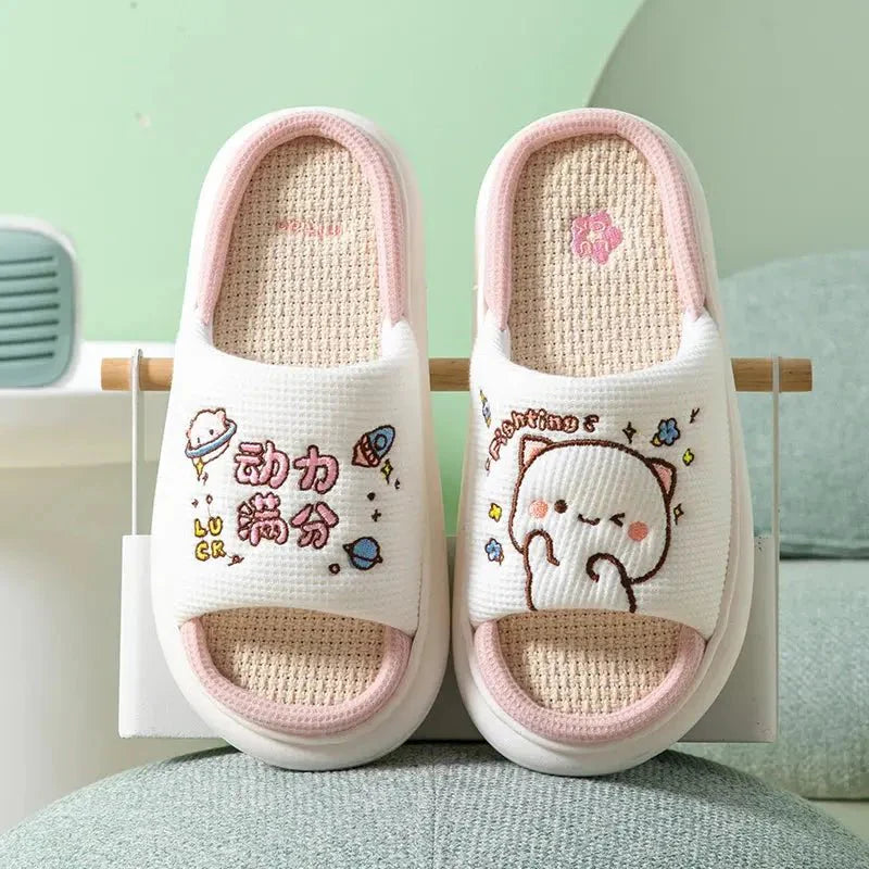 Cute Dudu and Bubu / Peach and Goma Slippers - DuduBubuShop.com
