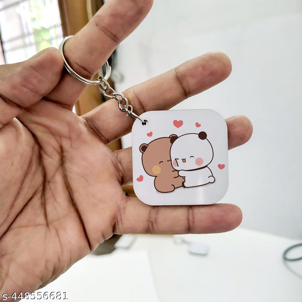 Bubu and Dudu printed keychain close up